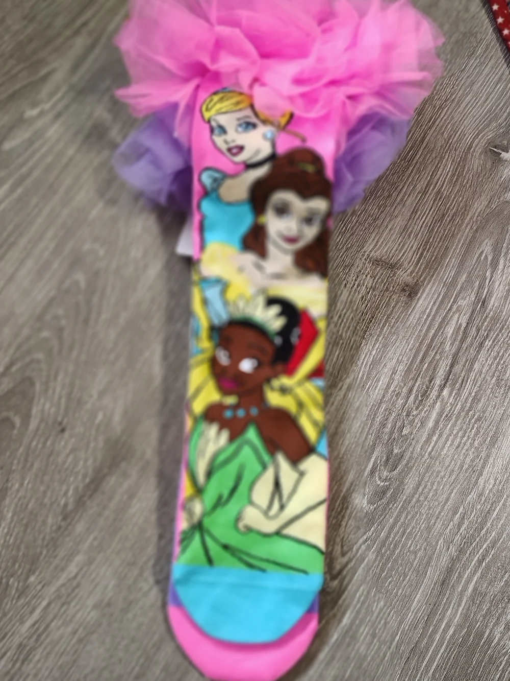 NWT Disney Princess Knee High Socks with Pink & Purple Tulle